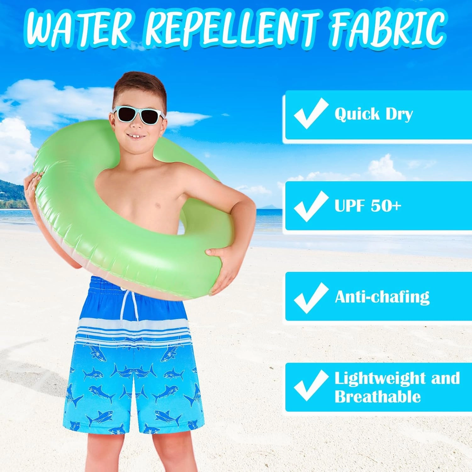 OlyPegic Boys Swim Trunks with Boxer Brief Liner Compression Boy Bathing Suit Quick Dry Beach Swimsuit Toddler Swim Shorts