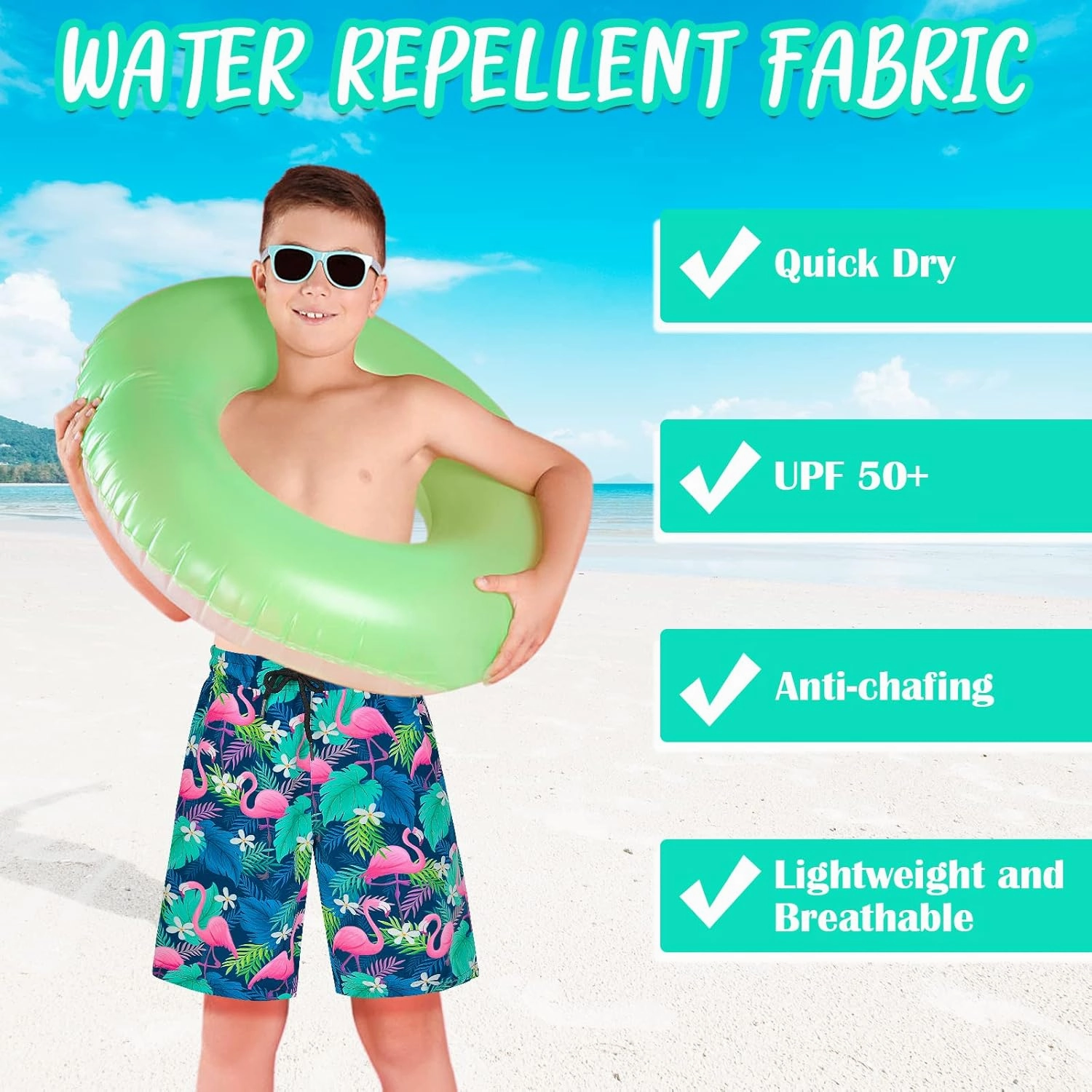 OlyPegic Boys Swim Trunks with Boxer Brief Liner Compression Boy Bathing Suit Quick Dry Beach Swimsuit Toddler Swim Shorts