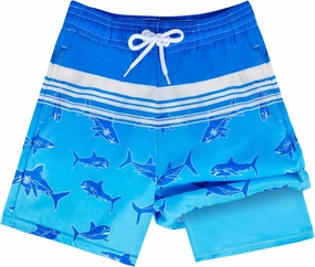 OlyPegic Boys Swim Trunks with Boxer Brief Liner Compression Boy Bathing Suit Quick Dry Beach Swimsuit Toddler Swim Shorts