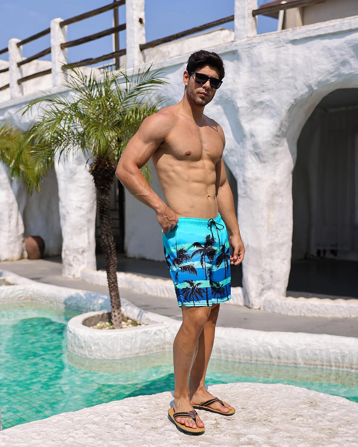 OlyPegic Men's Swim Trunks with Compression Liner Board Beach Shorts Quick Dry Swim Shorts Bathing Suits with Zipper Pock