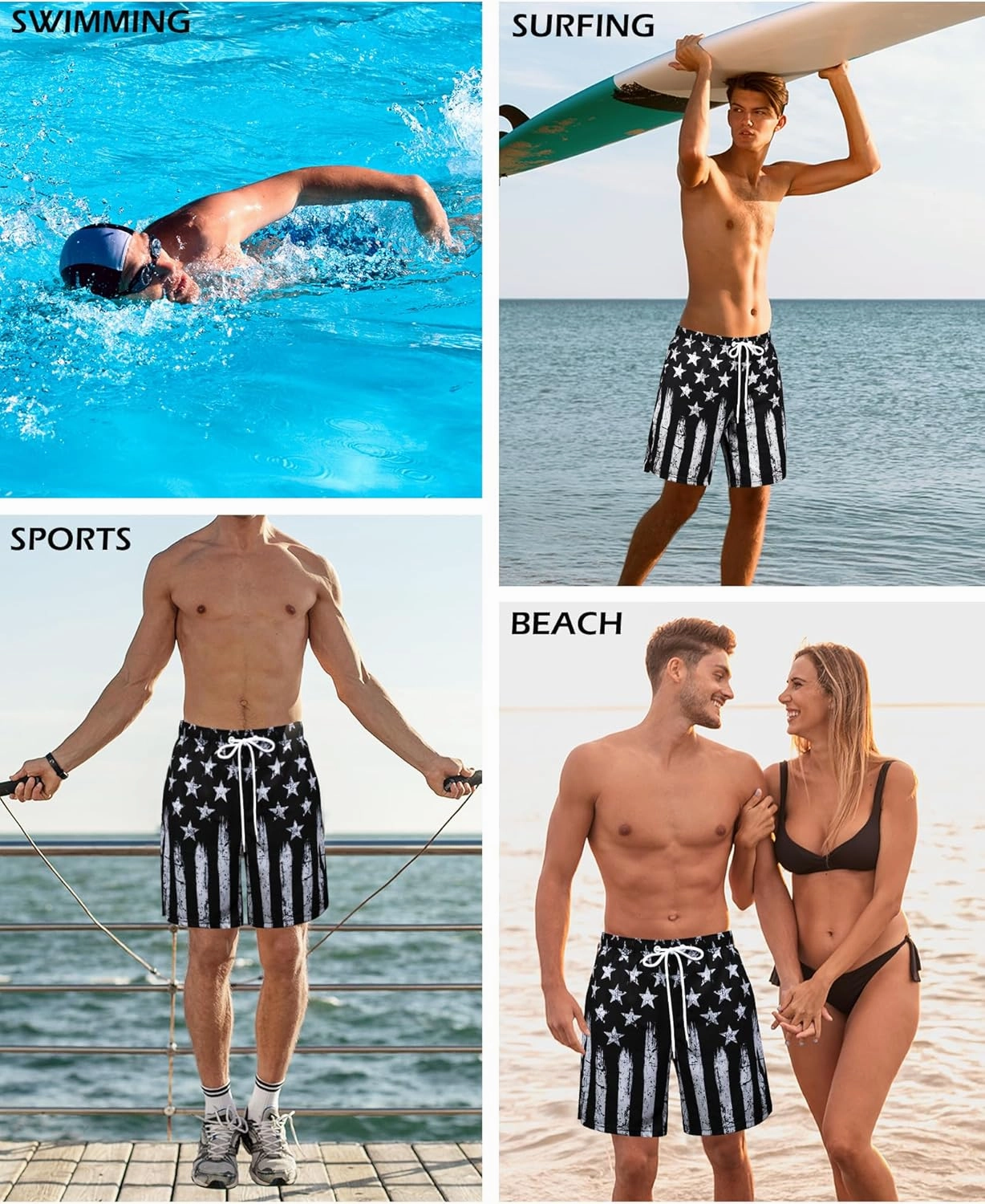 OlyPegic Men's Swim Trunks with Compression Liner Board Beach Shorts Quick Dry Swim Shorts Bathing Suits with Zipper Pock