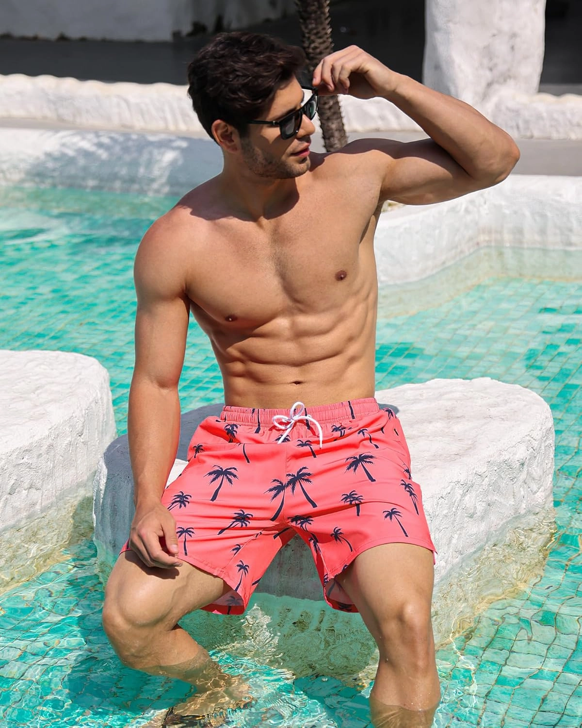 OlyPegic Men's Swim Trunks with Compression Liner Board Beach Shorts Quick Dry Swim Shorts Bathing Suits with Zipper Pock
