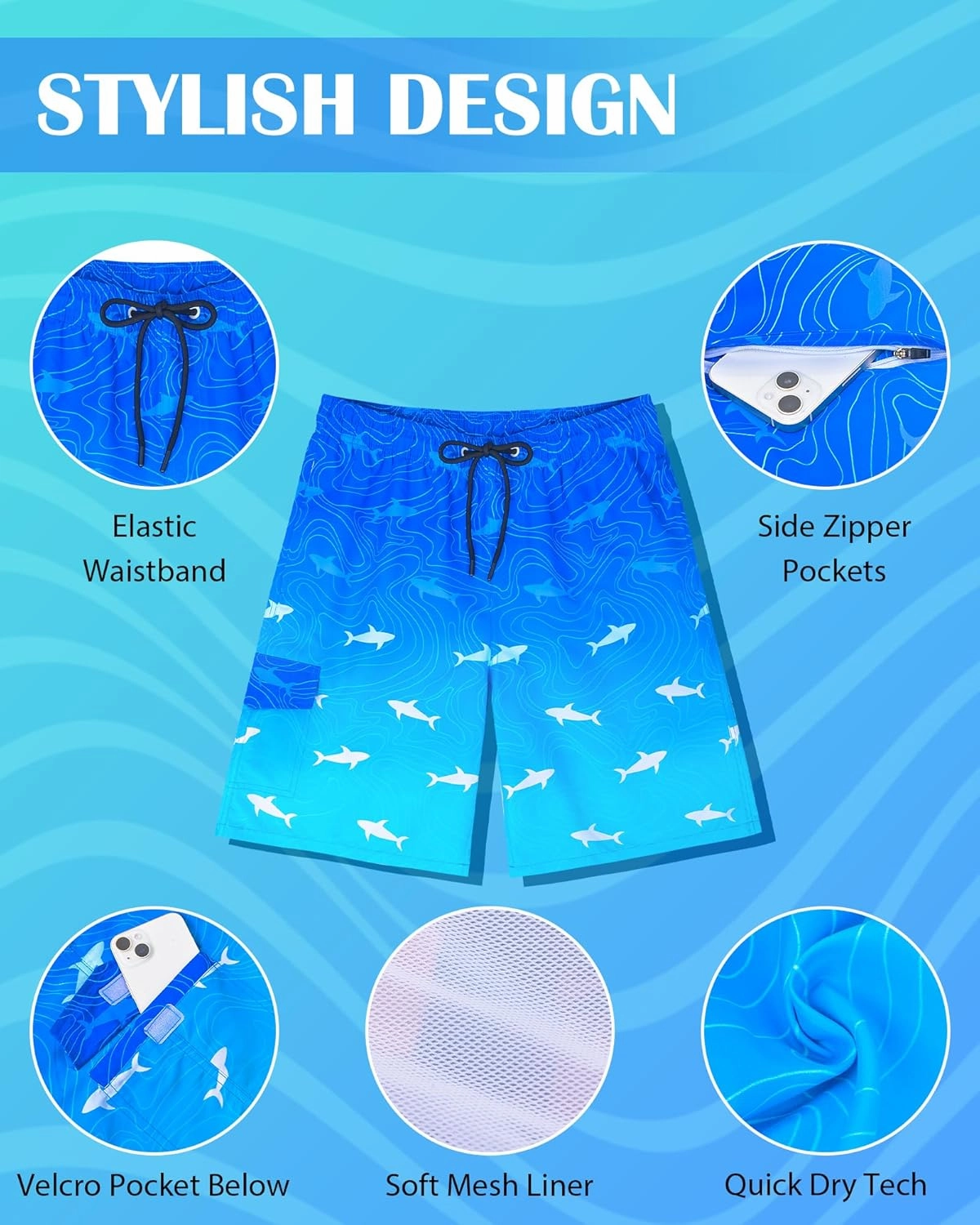 OlyPegic Mens Swim Trunks 9 Inch Quick Dry Board Shorts Mens Bathing Suit Beach Swimwear Mesh Lining with Zipper Pock