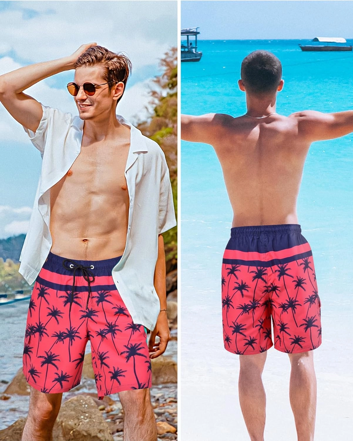 OlyPegic Mens Swim Trunks 9 Inch Quick Dry Board Shorts Mens Bathing Suit Beach Swimwear Mesh Lining with Zipper Pock
