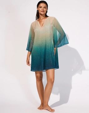 Ombre Metallic Tunic - Aqua Gradient
