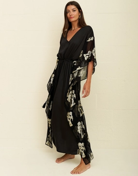 Palm Tree Kaftan - Black