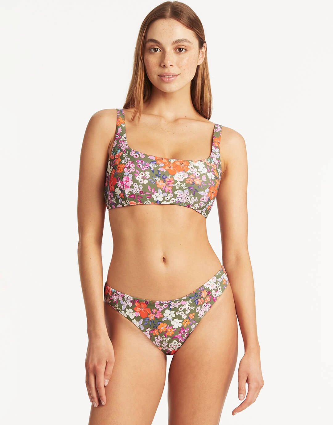 Parkland Low Square Neck Bikini Top - Khaki
