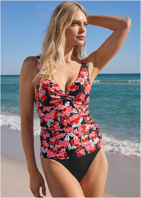 Paros Underwire Tankini - Cartoon Poppy