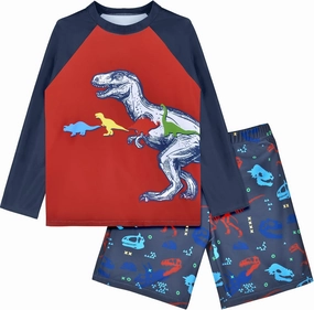 PASHOP Boys Swimsuit Rash Guard Boys' Swimwear Dinosaur Swimming Suits Bathing Suit for Toddler Boys Swim Trunk