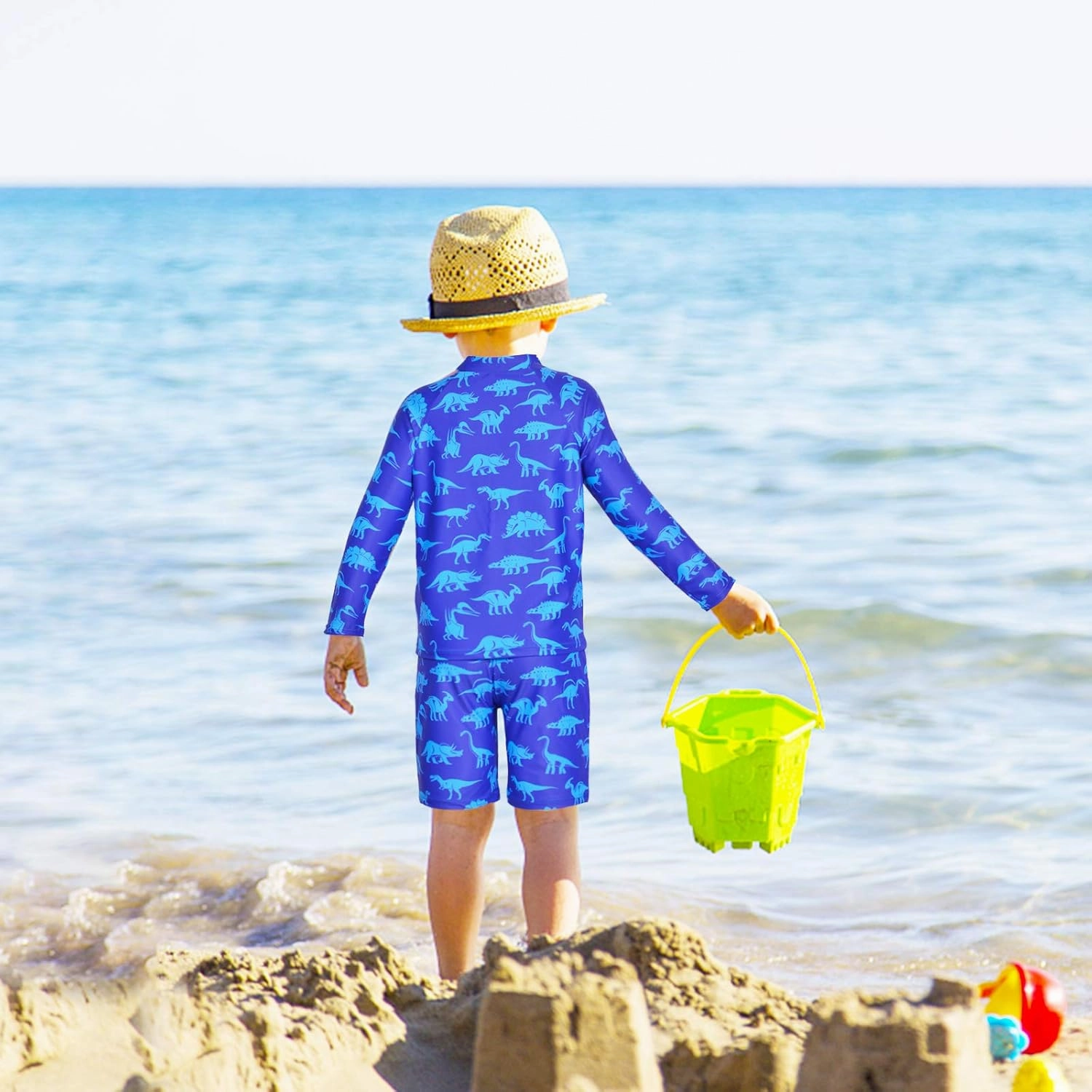 PASHOP Boys Swimsuit Rash Guard Boys' Swimwear Dinosaur Swimming Suits Bathing Suit for Toddler Boys Swim Trunk