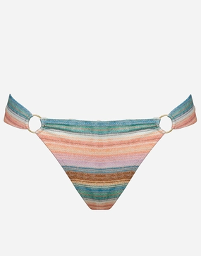 Pastel Sunset Ring Side Bikini Pant - Pink Stripe