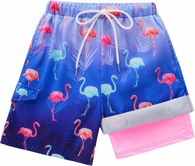 Patgoal Boys Swim Trunks with Compression Liner Boy Stretch Boxers Shorts 2 in 1 Beach Swimsuit Swimming Bathing Suit
