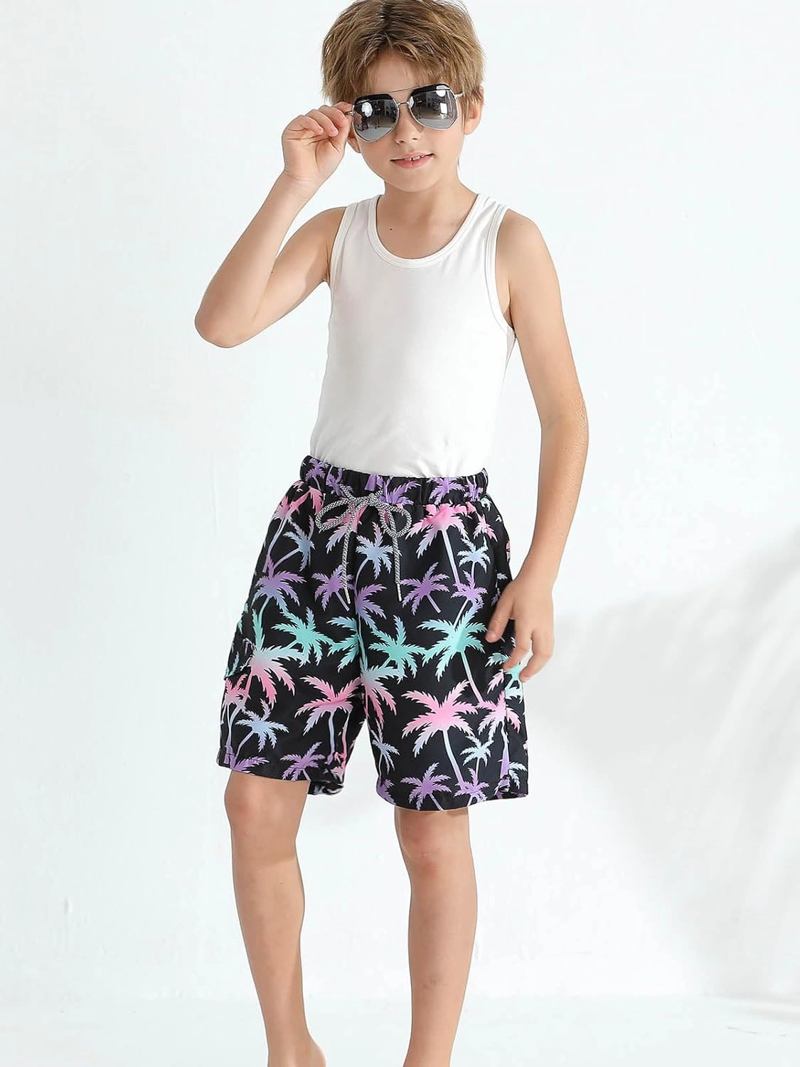 Patgoal Boys Swim Trunks with Compression Liner Boy Stretch Boxers Shorts 2 in 1 Beach Swimsuit Swimming Bathing Suit