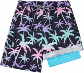 Patgoal Boys Swim Trunks with Compression Liner Boy Stretch Boxers Shorts 2 in 1 Beach Swimsuit Swimming Bathing Suit