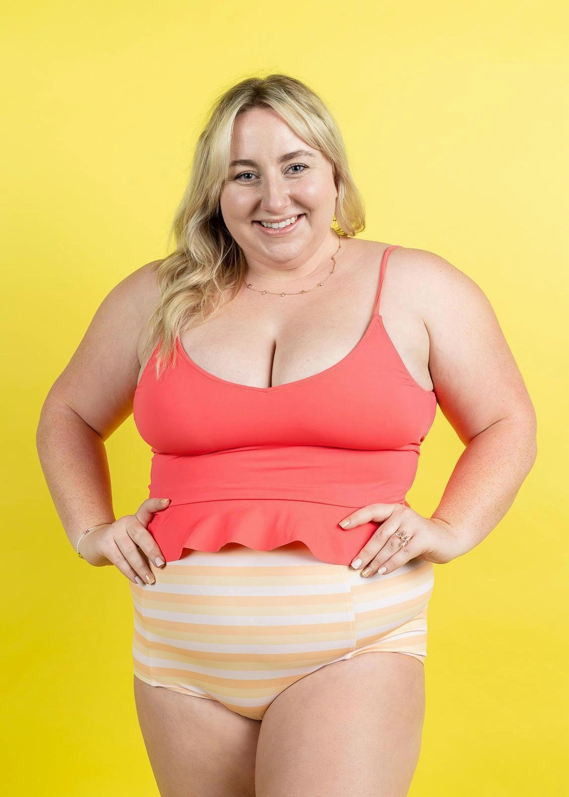 Peachy Stripe | High-Waisted Bottoms