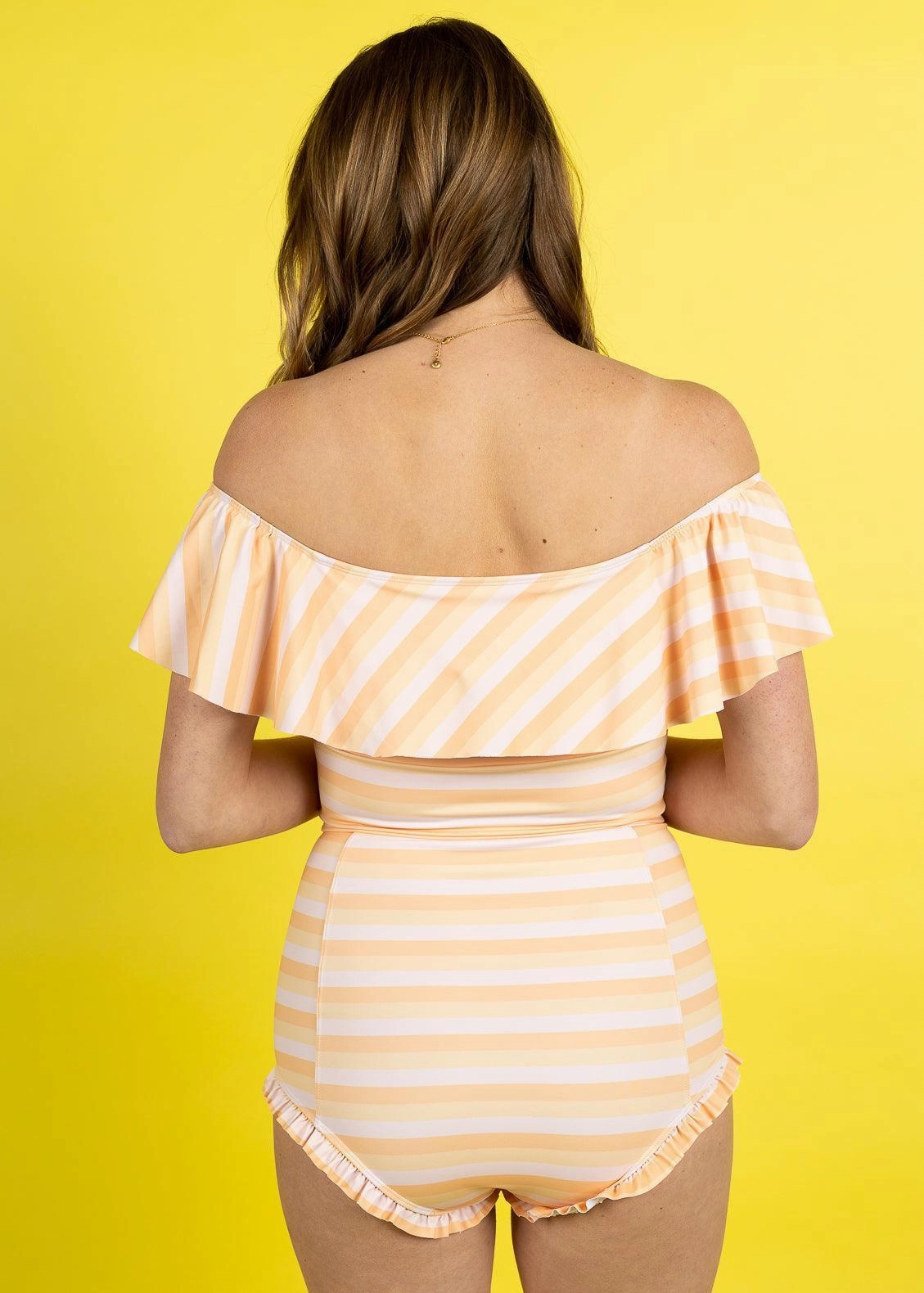 Peachy Stripe | Ruffled Around Top