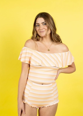 Peachy Stripe | Ruffled Around Top