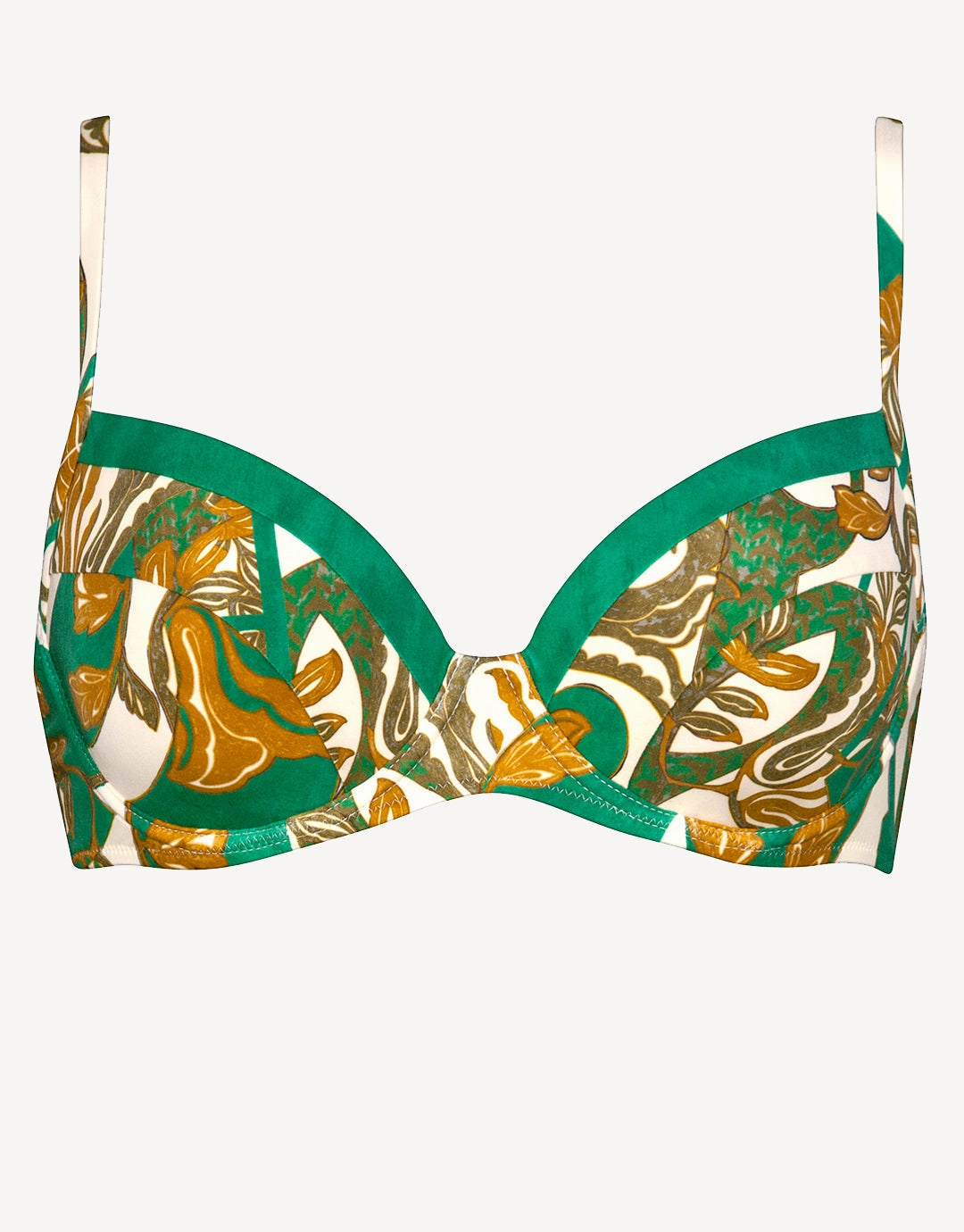 Perceptions Underwired Bikini Top - Cream and Green