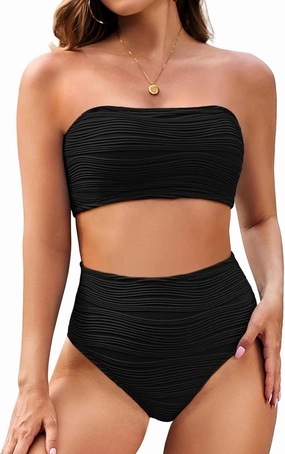Pink Queen Women Bikini Set 2025 Removable Strap Textured Two Piece Swimsuits High Cut Bathing Suits