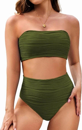Pink Queen Women Bikini Set 2025 Removable Strap Textured Two Piece Swimsuits High Cut Bathing Suits