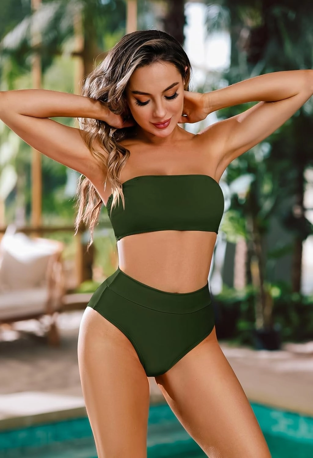 Pink Queen Women's Removable Strap Wrap Pad Cheeky High Waist Bikini Set Swimsuit