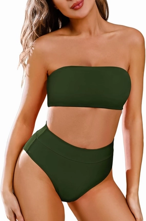 Pink Queen Women's Removable Strap Wrap Pad Cheeky High Waist Bikini Set Swimsuit