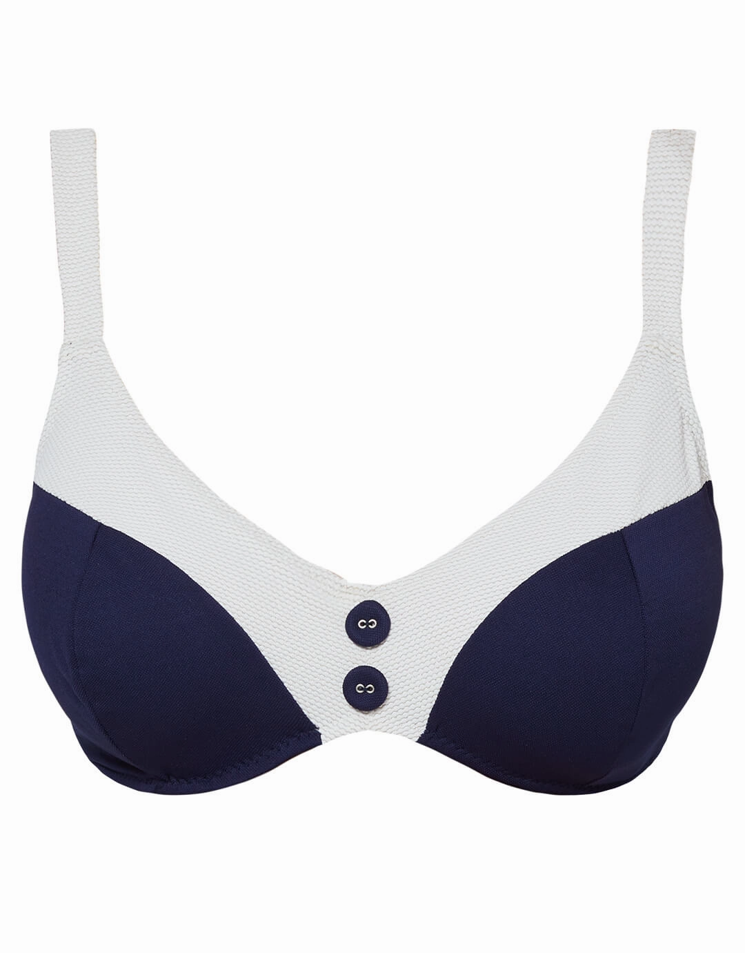 Pitusa Plunge Bikini Top - Navy and White