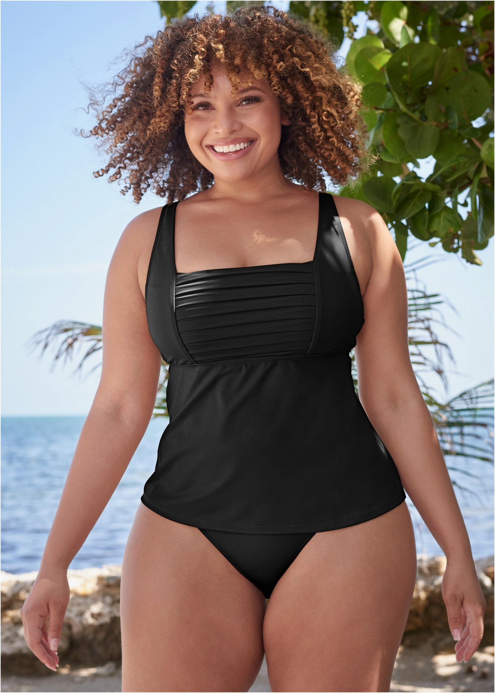 Pleated Tankini - Black Beauty