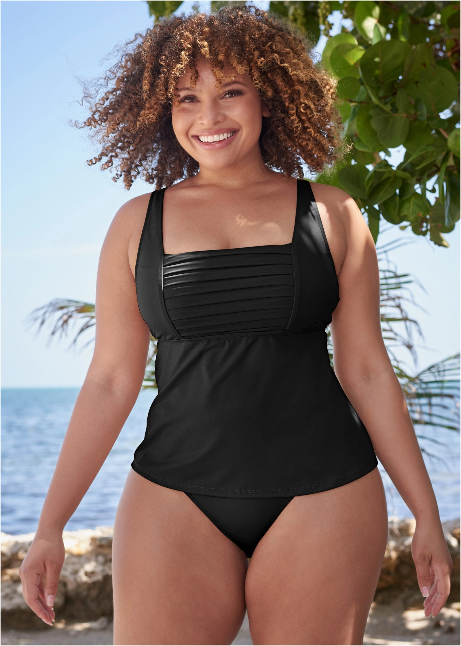 Pleated Tankini - Black Beauty