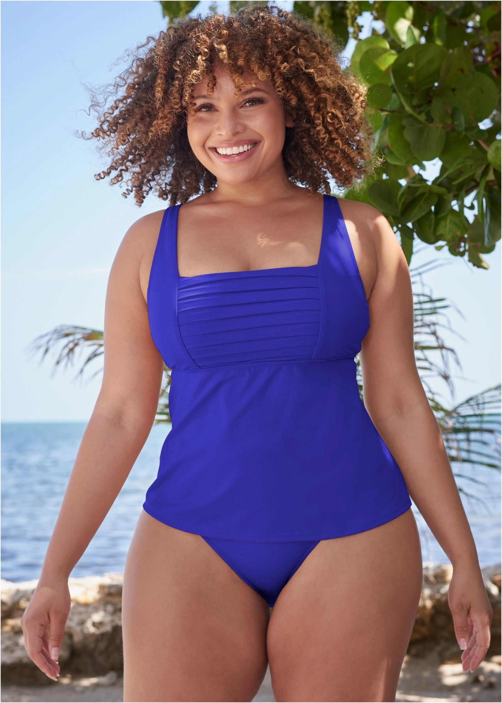 Pleated Tankini - Cobalt Blue