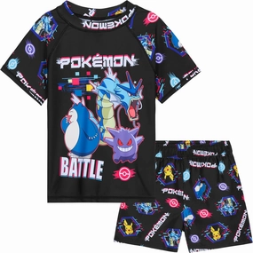 Pokemon Boys Bathing Suit 2 Piece Set Swim Suit with Boys Swim Trunks and Rash Guard