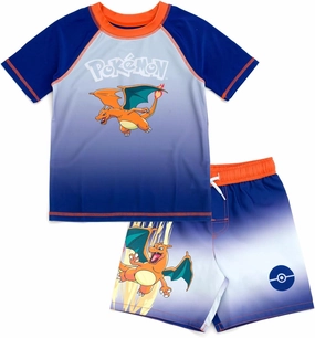 Pokemon UPF 50  Rash Guard and Swim Trunks Outfit Set Little Kid to Big Kid Sizes (4-14-16)