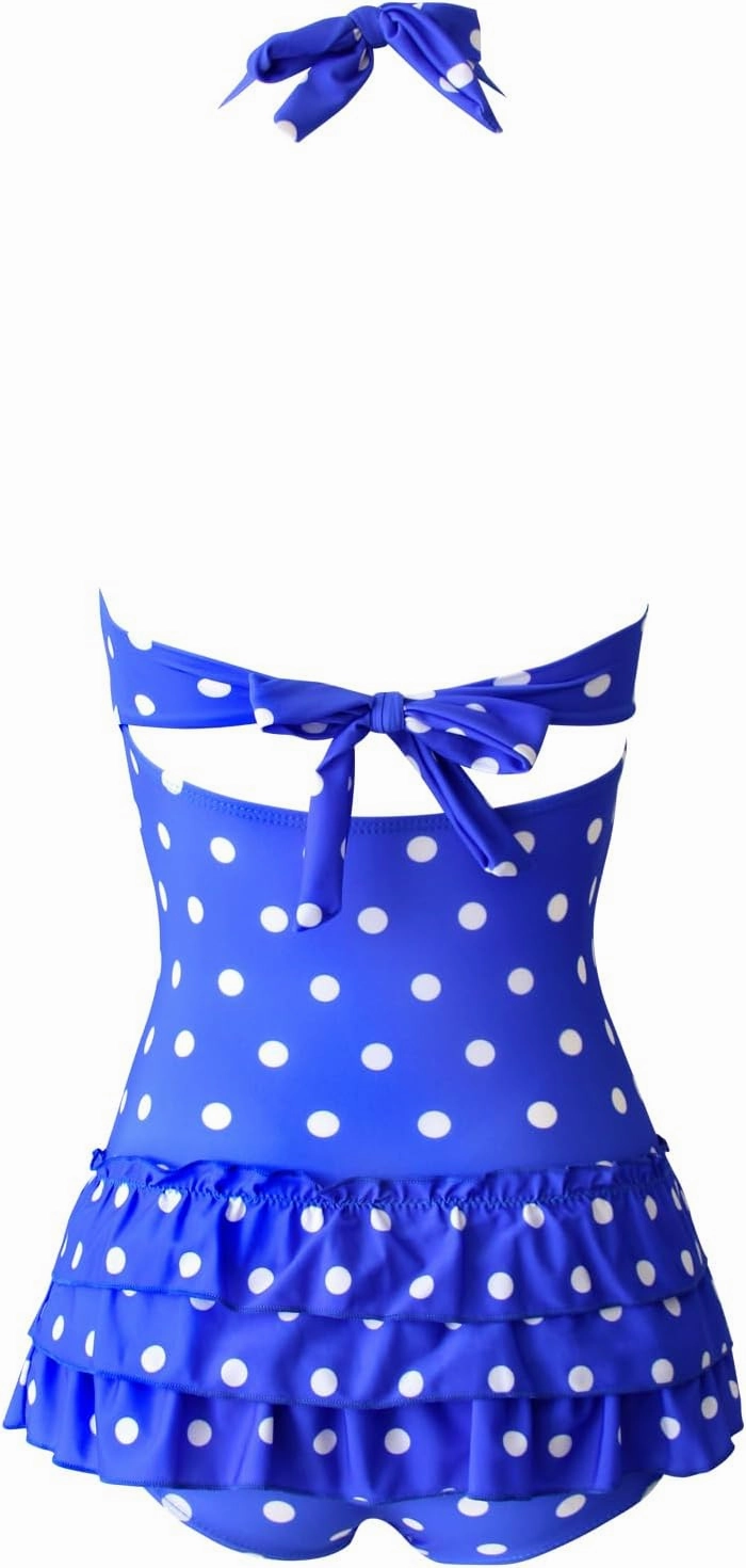 Polka Dot Girls Kids Bathing Suits Adjustable Swimsuits (FBA)