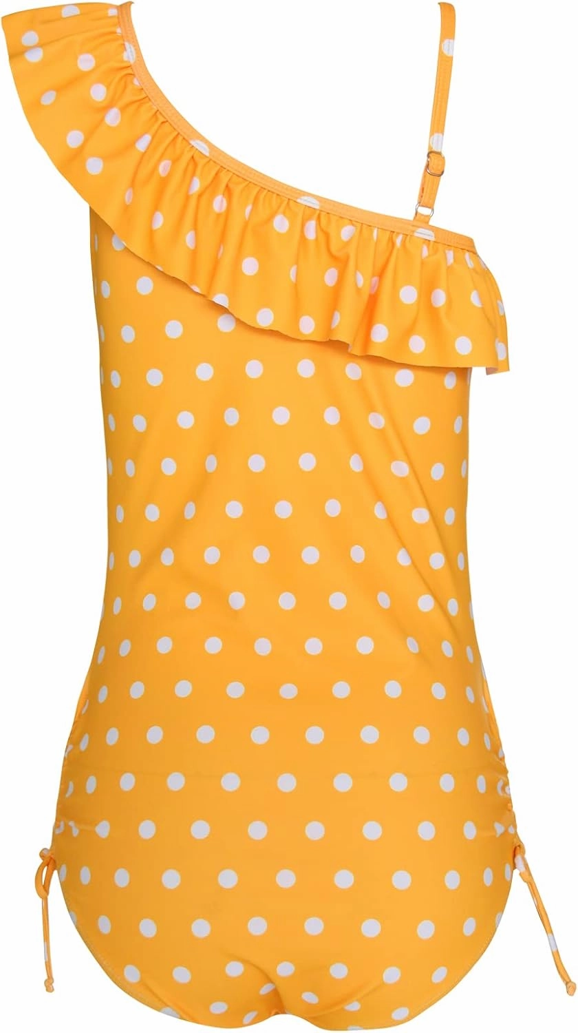 Polka Dot Girls Kids Bathing Suits Adjustable Swimsuits (FBA)