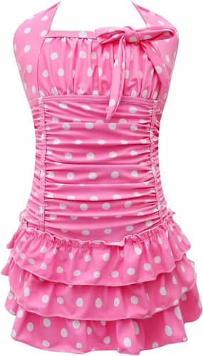 Polka Dot Girls Kids Bathing Suits Adjustable Swimsuits (FBA)