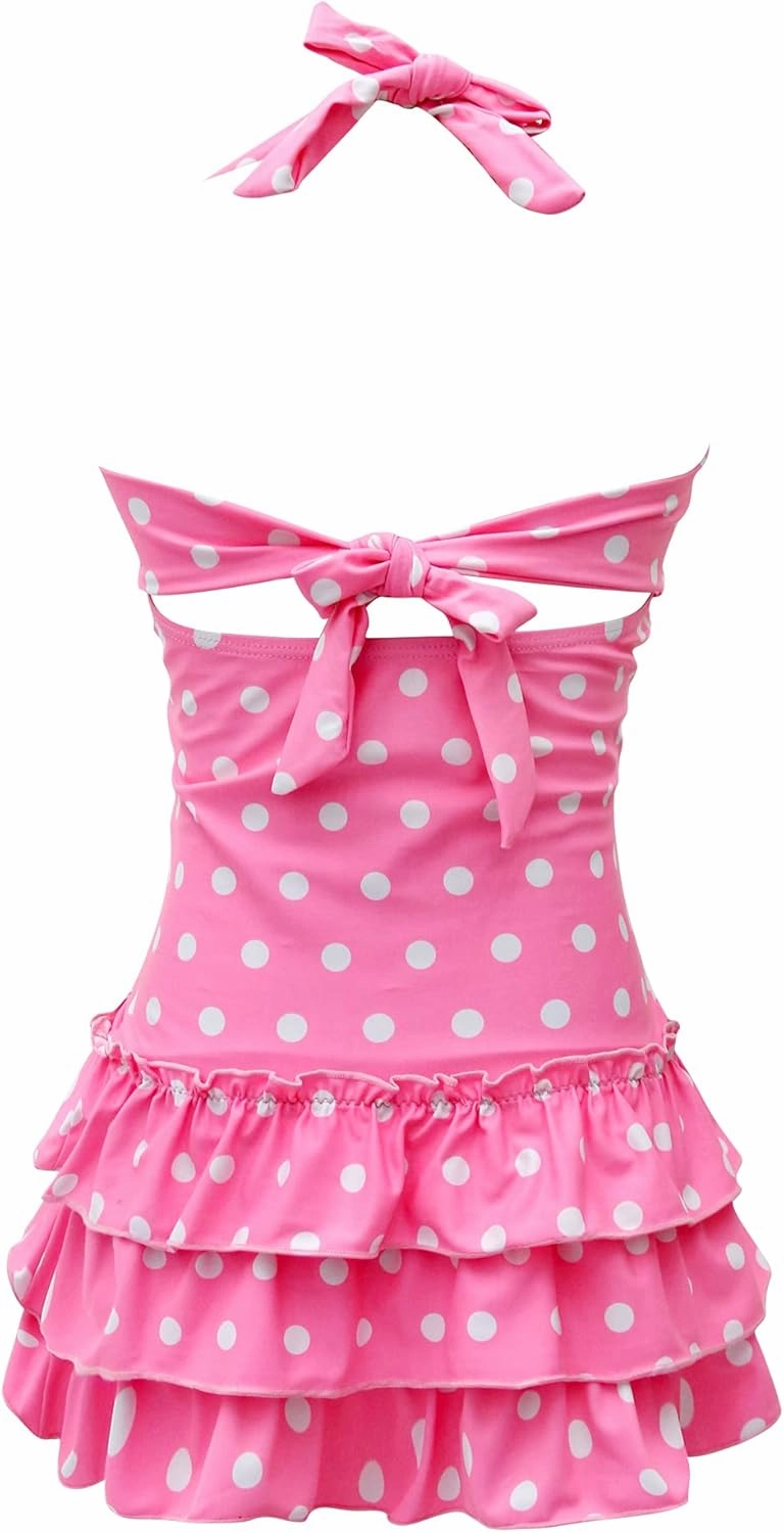 Polka Dot Girls Kids Bathing Suits Adjustable Swimsuits (FBA)