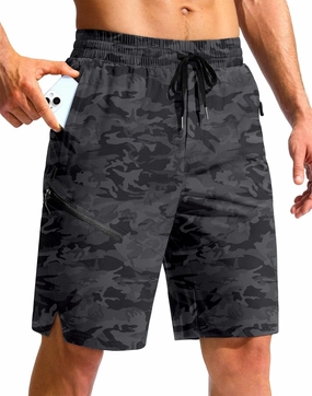 Pudolla Men's Swim Trunks with Compression Liner Quick Dry 9" Board Shorts Bathing Suit with 3 Zipper Pockets