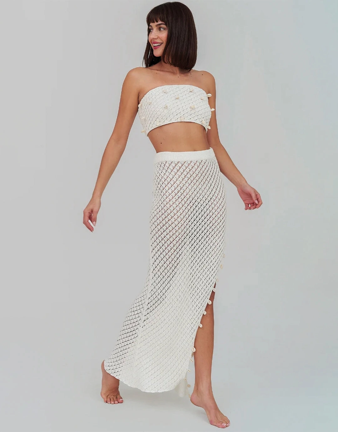 Puka Shell Crochet Top - Ecru
