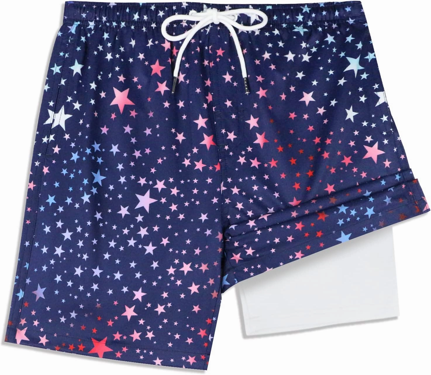 QRANSS Boys Swim Trunks with Compression Liner,No Mesh Anti-Chafing Comfy Swimming Trunks with Boxer Brief Liner,Size 6-20