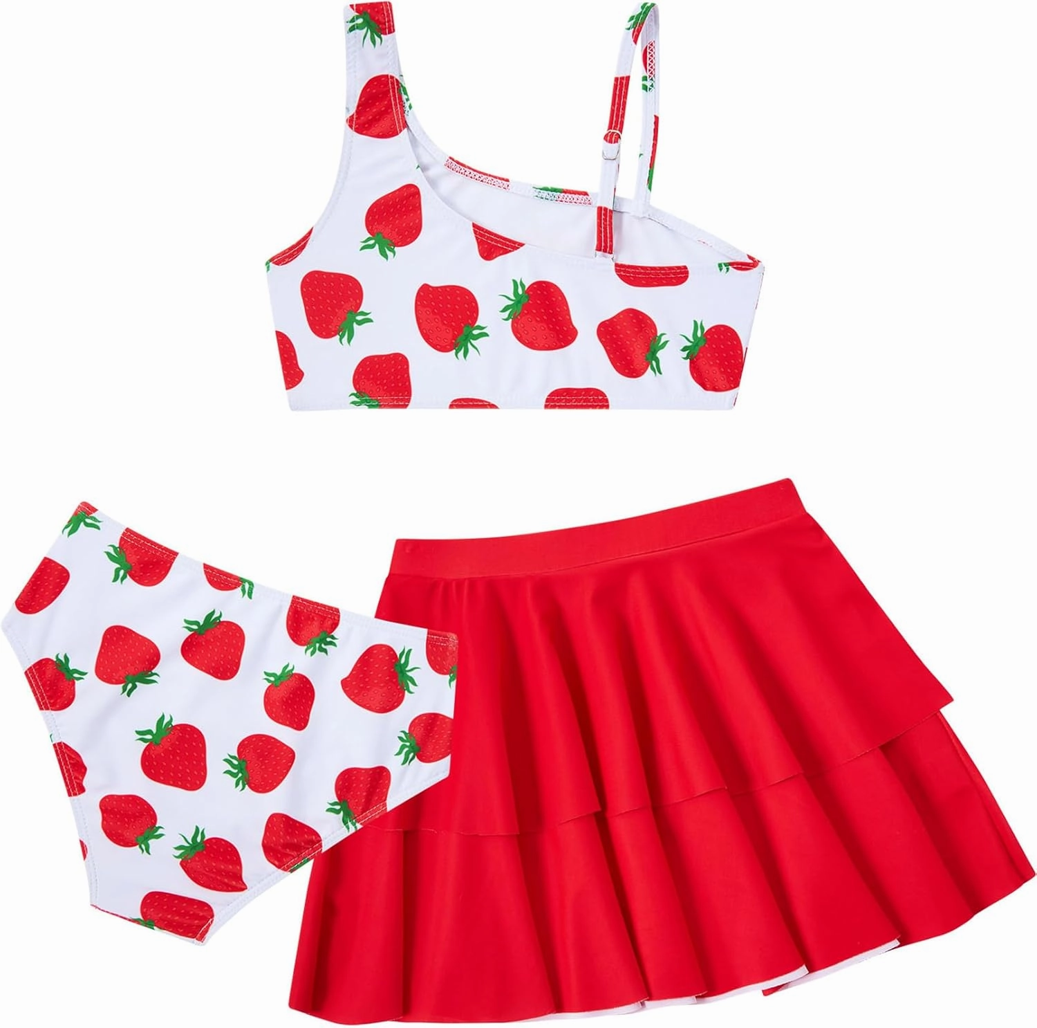 RAISEVERN Girls Swimsuit 3 Piece Bathing Suits Cute Quick Dry Bikini Tankini Sets with Cover Ups Beach Skirt for 5-12 Years