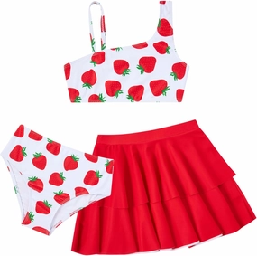RAISEVERN Girls Swimsuit 3 Piece Bathing Suits Cute Quick Dry Bikini Tankini Sets with Cover Ups Beach Skirt for 5-12 Years