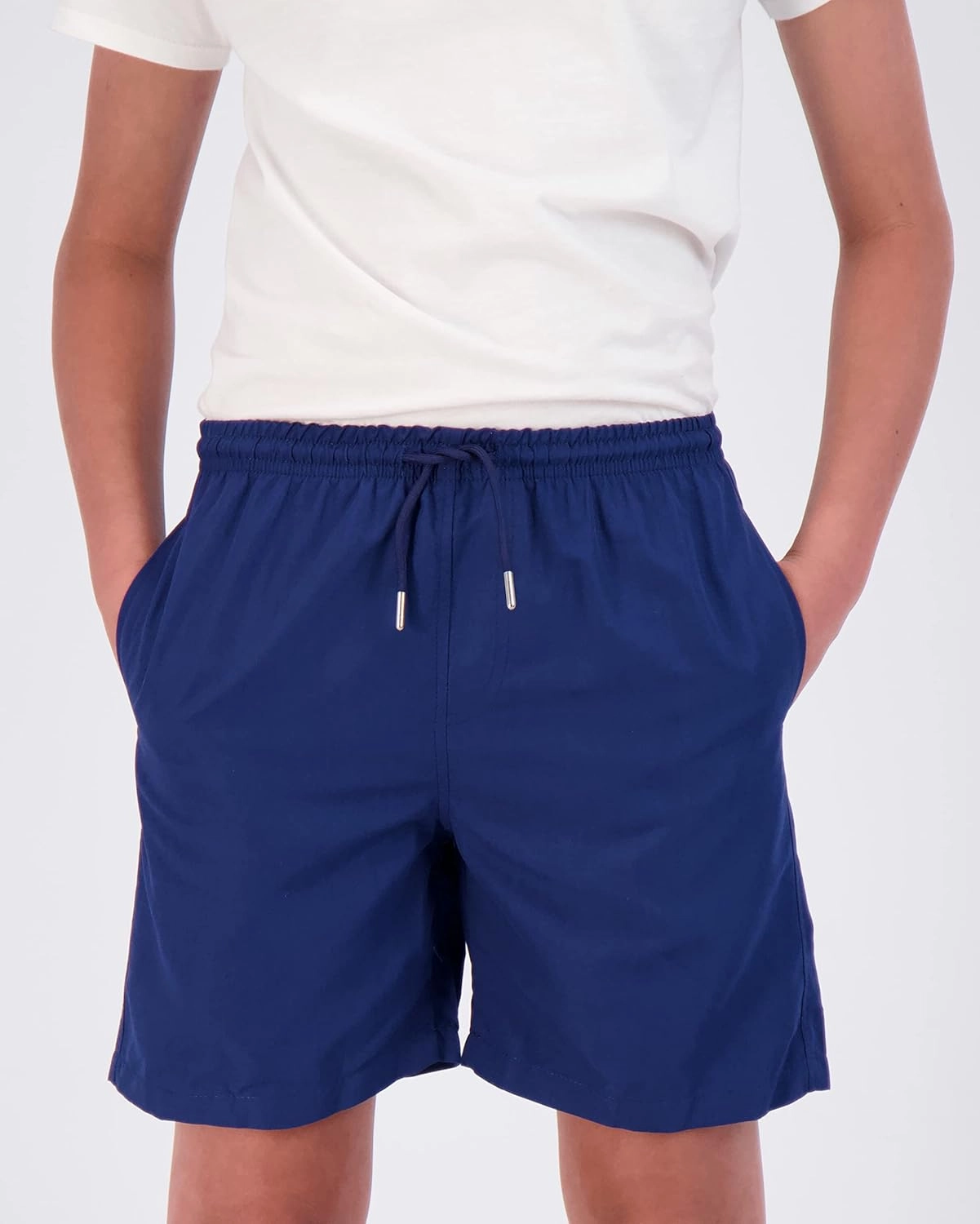 Real Essentials 3-Pack: Boy's Swim Board Shorts Trunks with Drawstring Beach UPF Swimwear Surf Swimming Short for Boys
