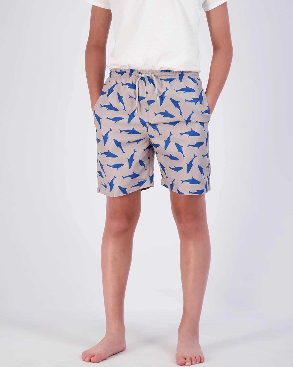 Real Essentials 3-Pack: Boy's Swim Board Shorts Trunks with Drawstring Beach UPF Swimwear Surf Swimming Short for Boys