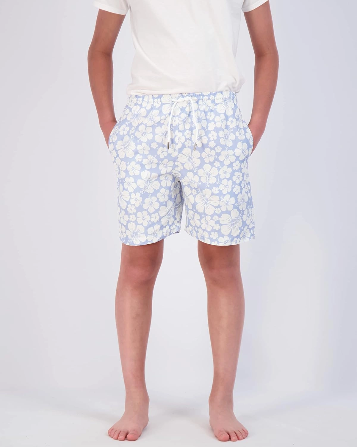 Real Essentials 3-Pack: Boy's Swim Board Shorts Trunks with Drawstring Beach UPF Swimwear Surf Swimming Short for Boys