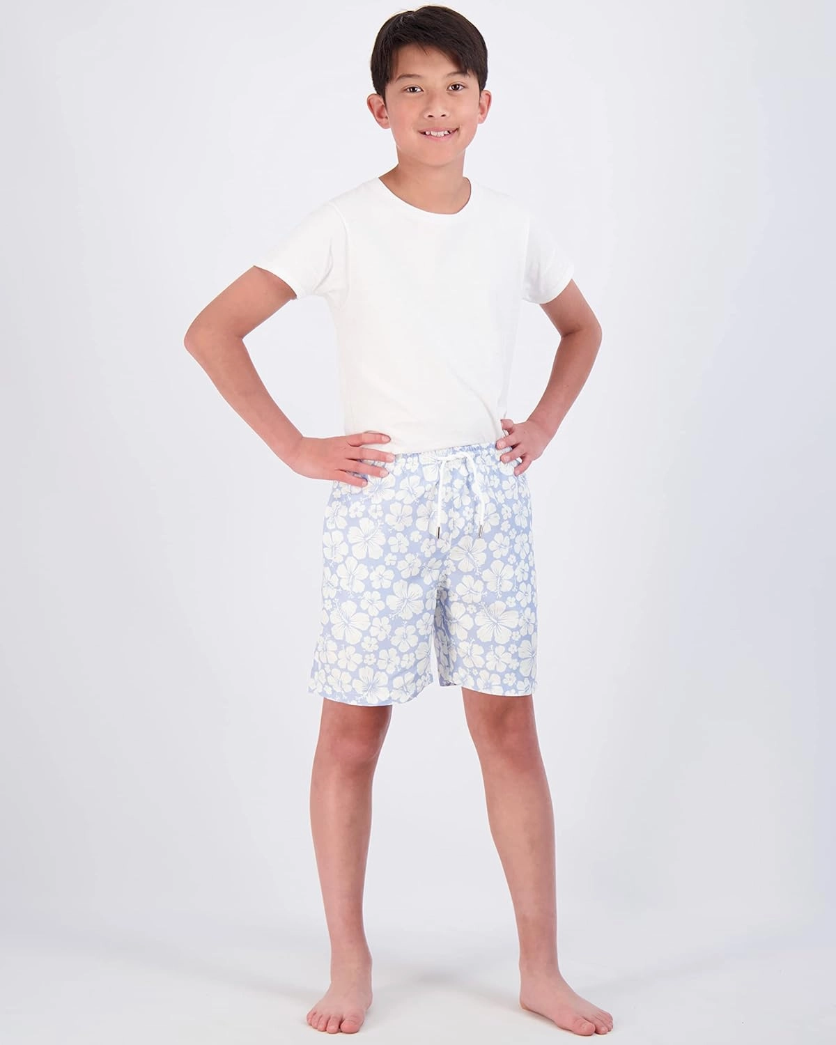 Real Essentials 3-Pack: Boy's Swim Board Shorts Trunks with Drawstring Beach UPF Swimwear Surf Swimming Short for Boys