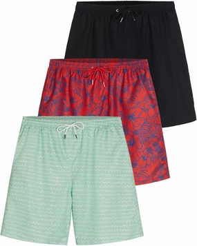 Real Essentials 3 Pack: Men's 7" Quick-Dry Swim Trunk with with Mesh Lining (Available in Big & Tall)