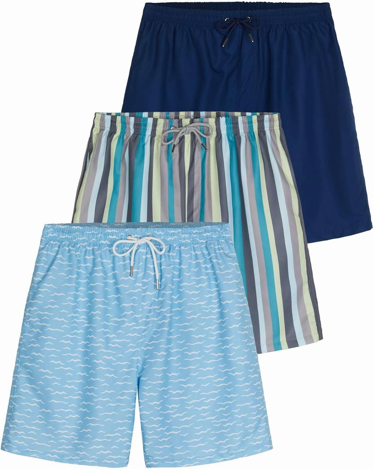 Real Essentials 3 Pack: Men's 7" Quick-Dry Swim Trunk with with Mesh Lining (Available in Big & Tall)