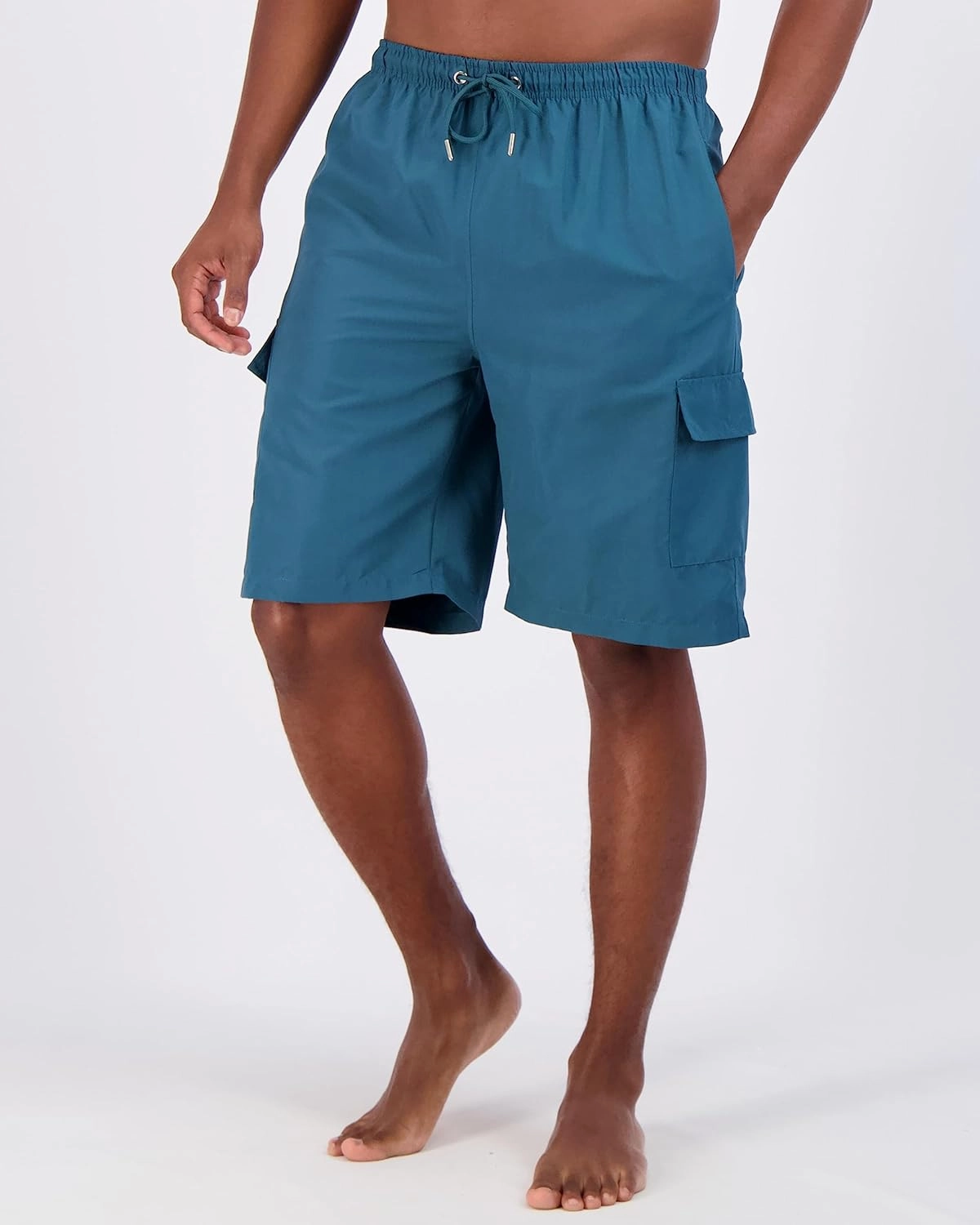 Real Essentials 3 Pack: Men's Swim Trunks with Cargo Pockets & Mesh Lining (Available in Big & Tall)