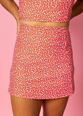 Red Ditsy Floral | Detached High-Waisted Skirt