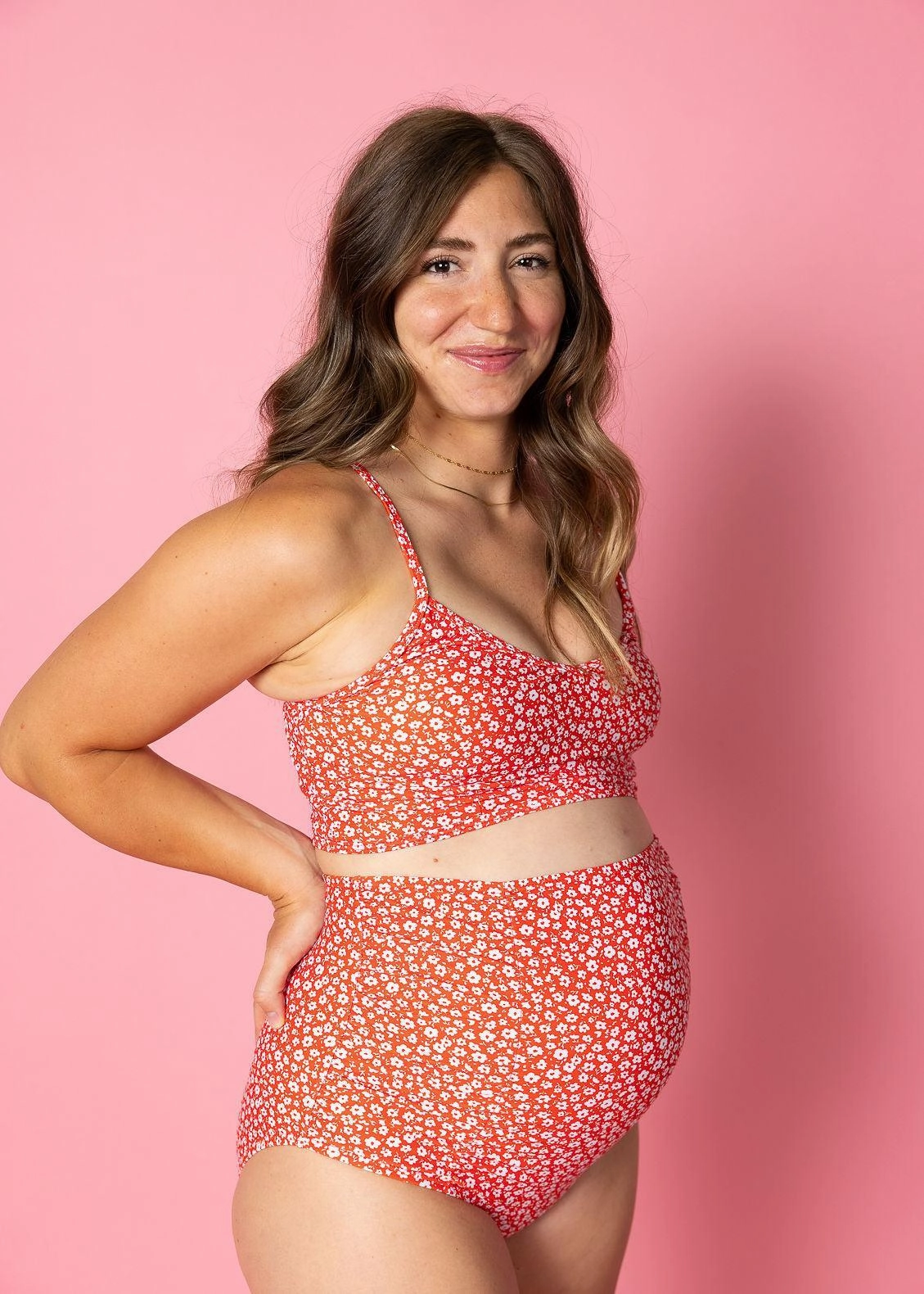 Red Ditsy Floral | Maternity Bottoms